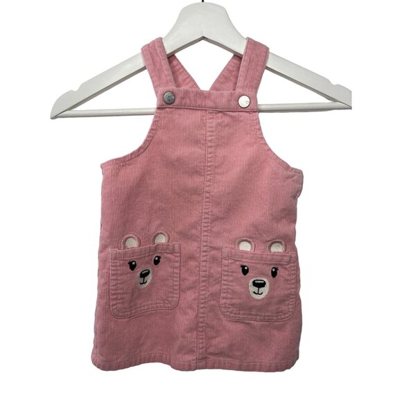 The Children’s Place Toddler Girls 2T Pink Corduroy Jumper Dress Bear Pockets - Picture 1 of 13